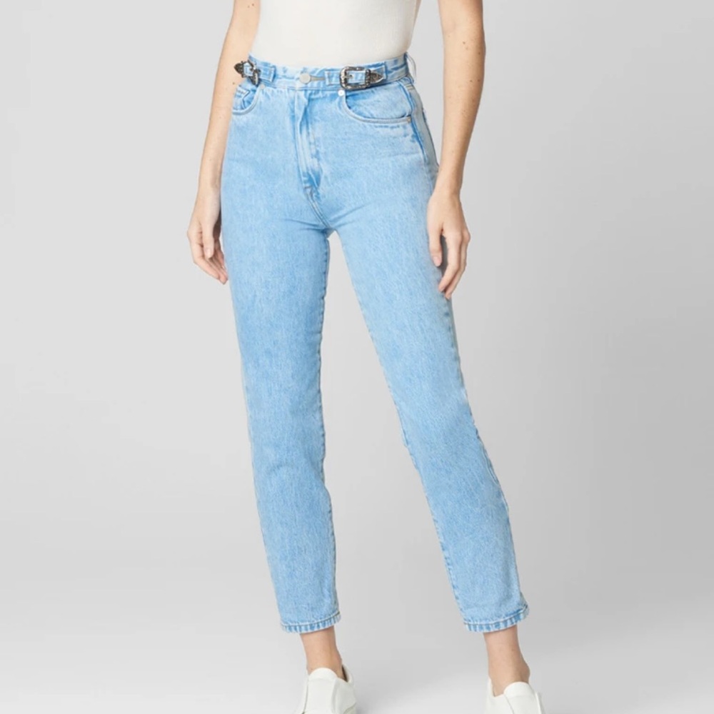 New Blank NYC The Bleecker Ultra High Rise Buckle Straight Leg Jean